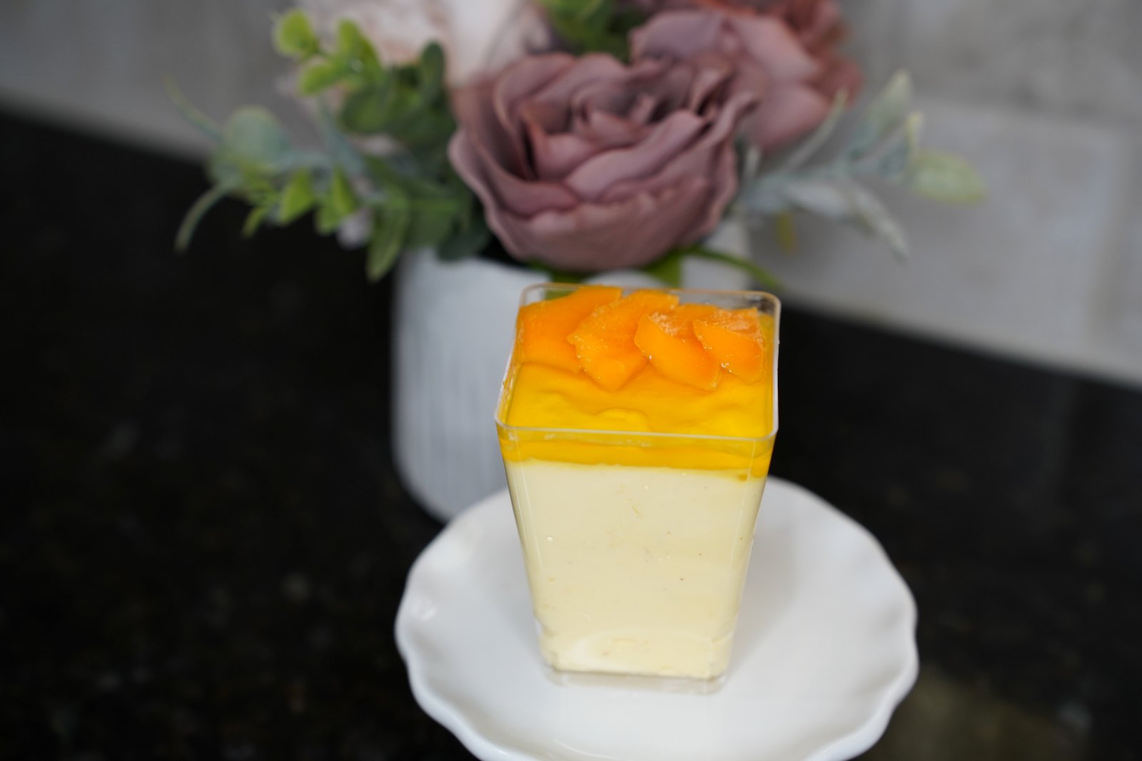 Mango mousse dessert cups